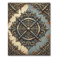 Ornate Bronze Metallic Filigree Medallion Rug