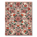 Coral Roses Lattice Ornamental Rug