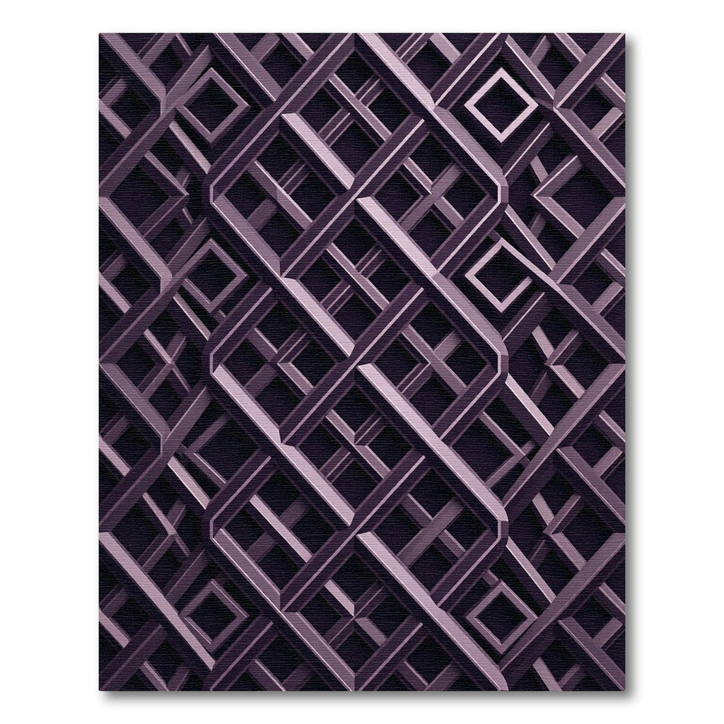 Plum Geometric Interlocked Lattice Rug