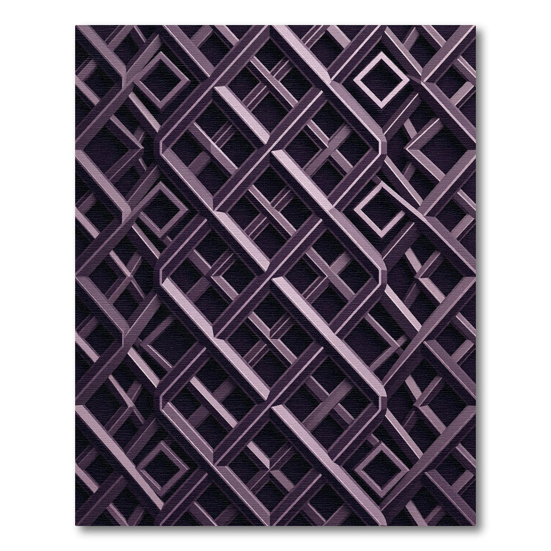 Plum Geometric Interlocked Lattice Rug