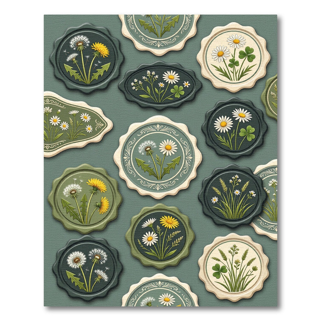 Sage Botanical Meadow Wildflower Stamp Collection Rug