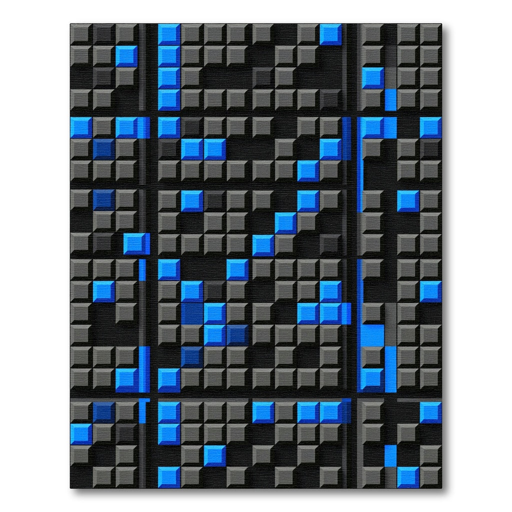 Modern Electric Blue Geometric Grid Rug