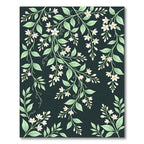 Elegant White Jasmine Floral Dark Foliage Rug