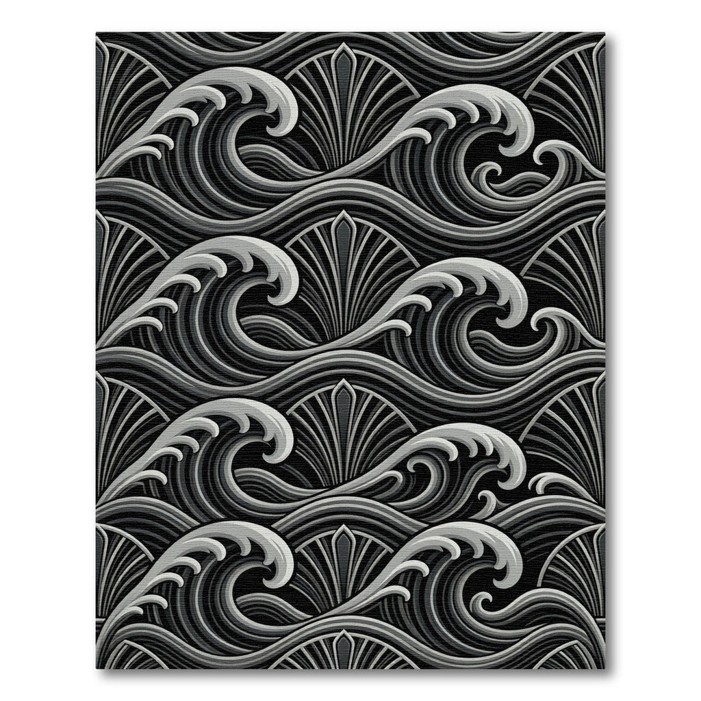 Monochrome Art Deco Wave Arch Rug