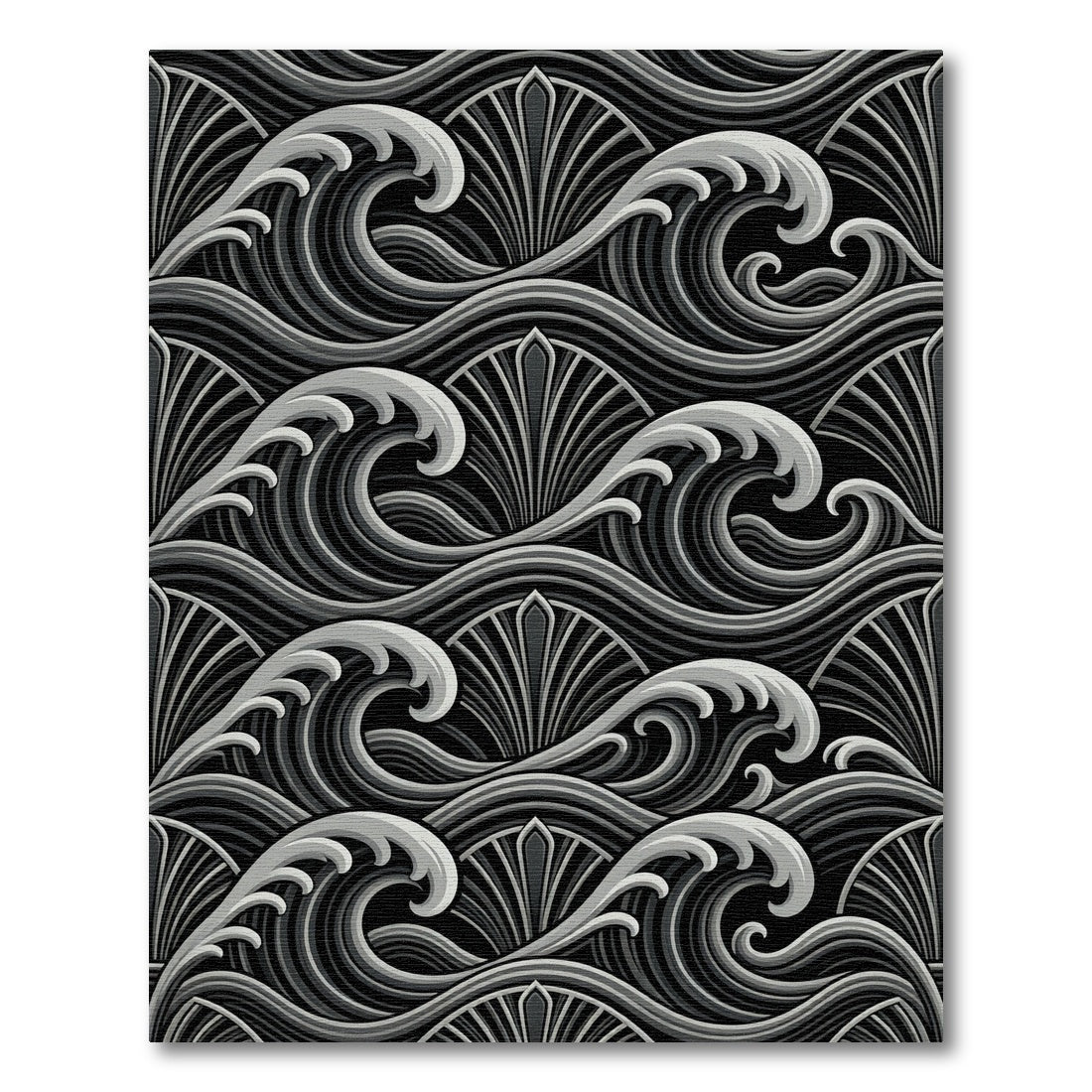 Monochrome Art Deco Wave Arch Rug