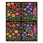 Vibrant Floral Botanical Dark Garden Rug