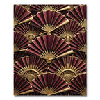 Crimson Gold Fan Art Deco Rug