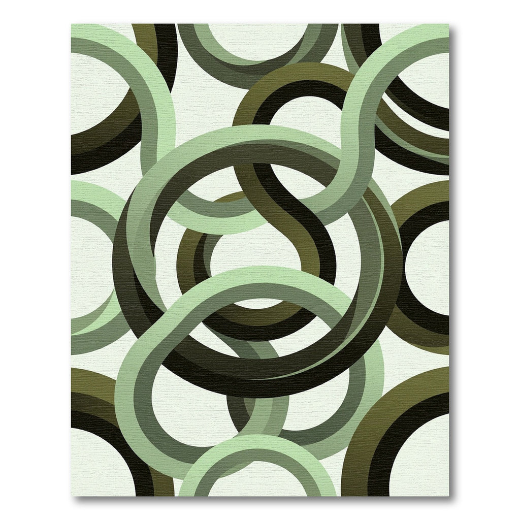 Retro Green Interlocking Rings Rug
