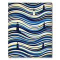 Blue Lighthouses and Fluid Wavy Ocean Rug