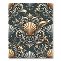 Elegant Golden Shell Baroque Damask Rug