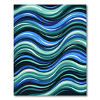 Modern Teal and Navy Flowing Waves Rug