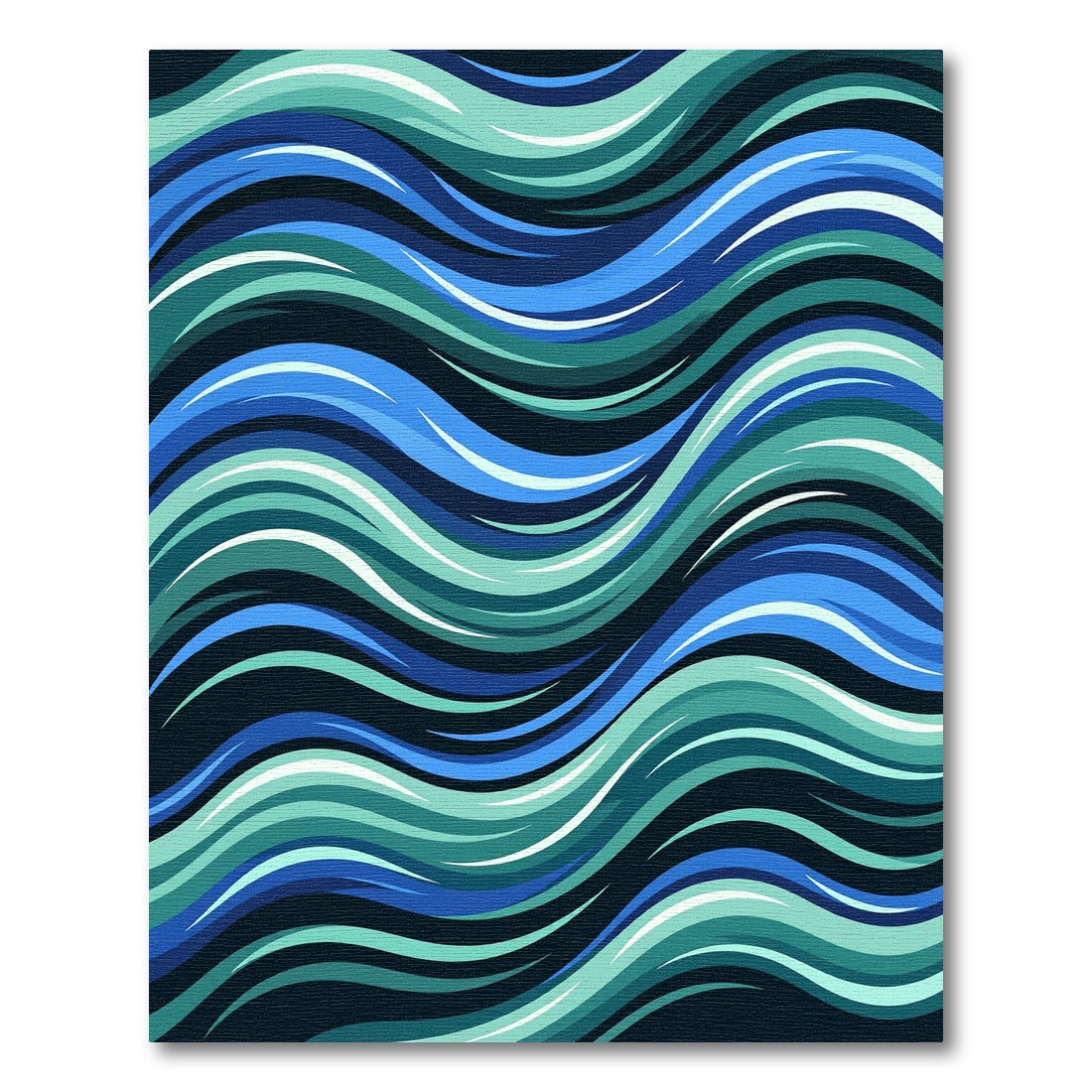 Modern Teal and Navy Flowing Waves Rug