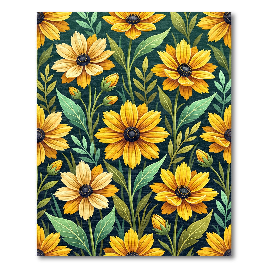 Radiant Golden Sunflower Botanical Tapestry Rug