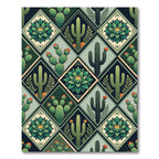 Desert Cactus Squares Quilt Rug