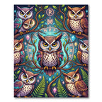 Enchanted Owl Forest Runes Tapestry Rug