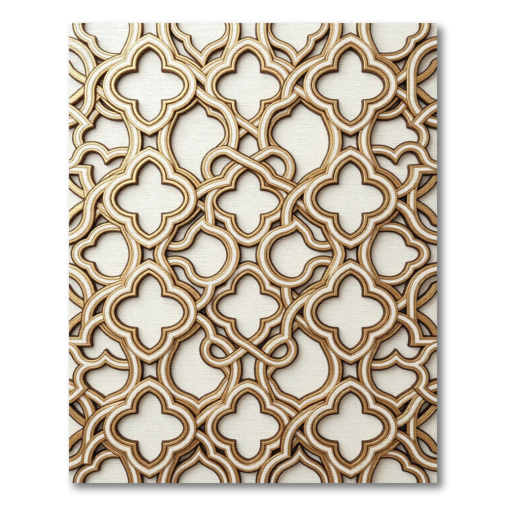 White Gold Quatrefoil Interlace Rug