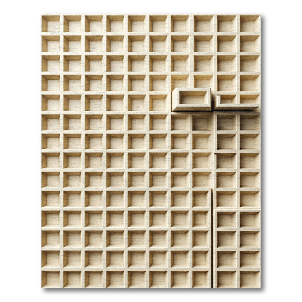 Beige Isometric Grid Architectural Texture Rug