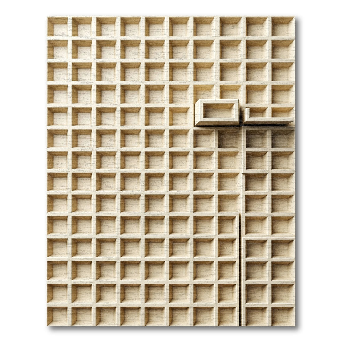 Beige Isometric Grid Architectural Texture Rug