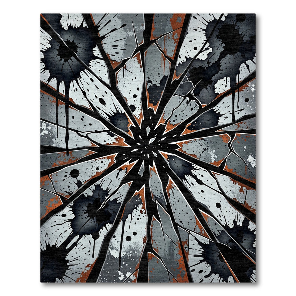 Shattered Monochrome Industrial Grunge Abstract Rug