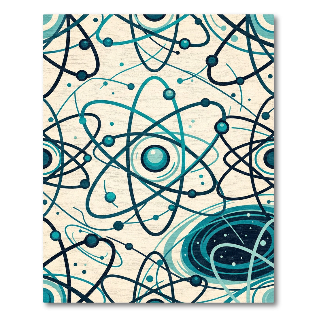 Aqua Atomic Orbital Swirl Rug
