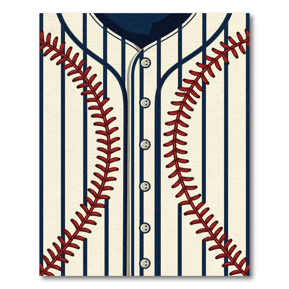 Stitched Baseball Seams Pinstripe Cream Rug