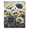 Vintage Blue and White Poppy Field Rug