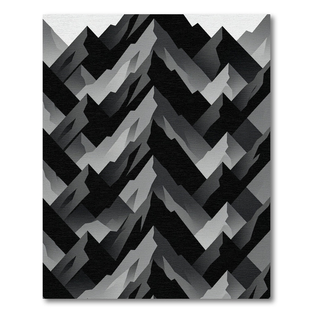 Monochrome Jagged Peaks Geometric Overlay Rug