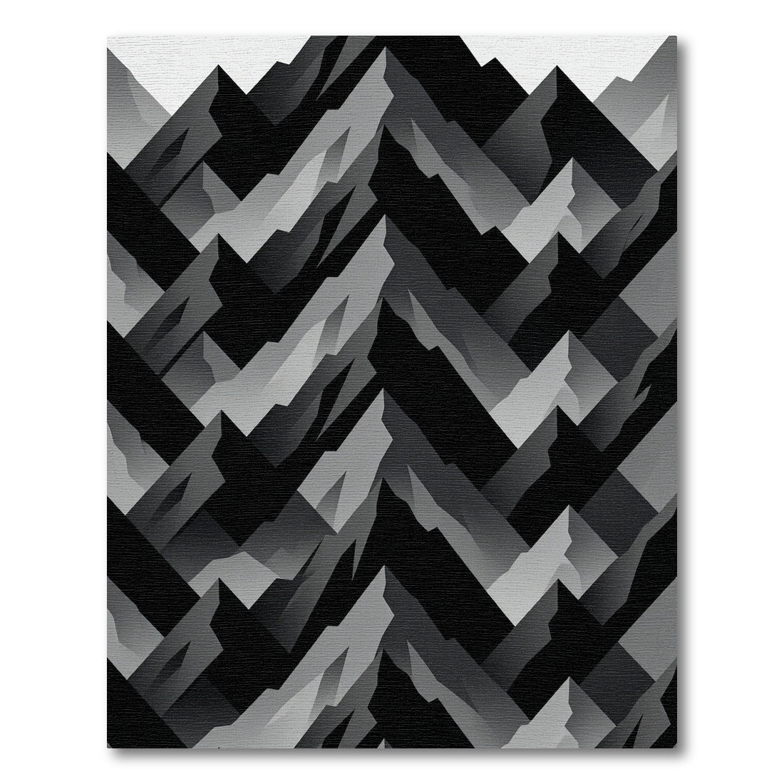 Monochrome Jagged Peaks Geometric Overlay Rug