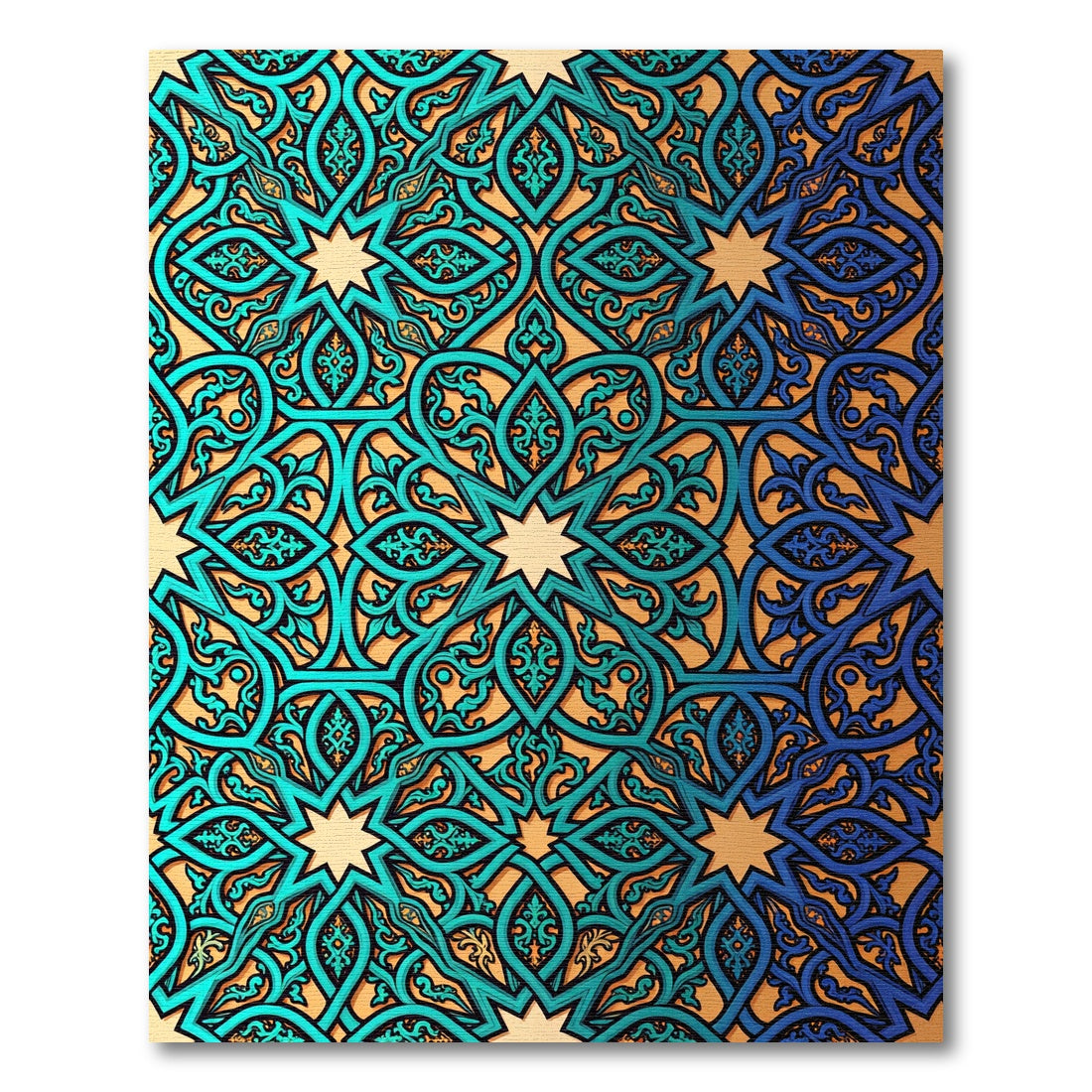 Azure Geometric Star Medallion Rug