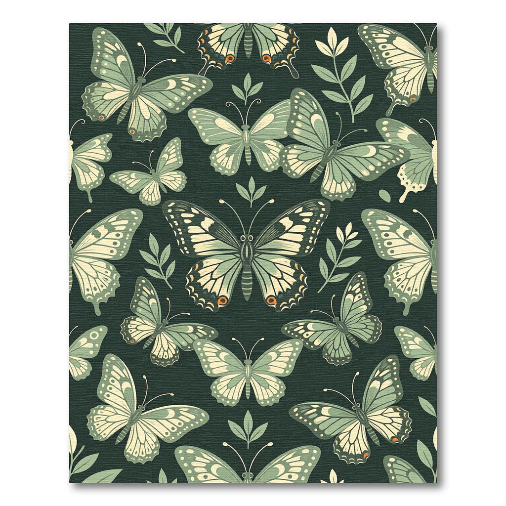 Sage Green Botanical Butterfly Garden Rug