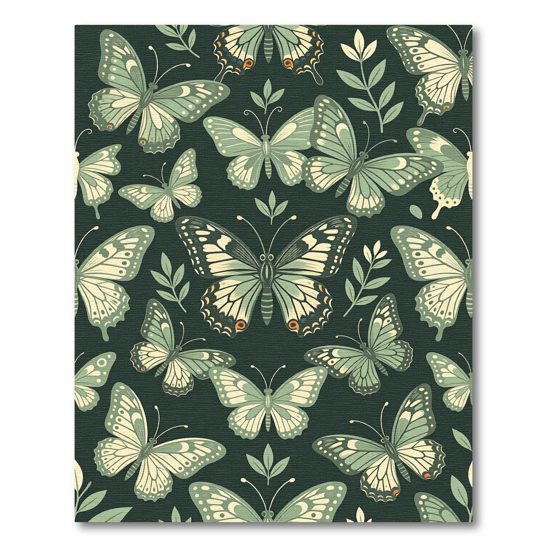 Sage Green Botanical Butterfly Garden Rug