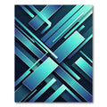Modern Geometric Azure Rectangular Composition Rug