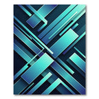 Modern Geometric Azure Rectangular Composition Rug