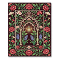 Ornate Lantern Floral Arch Crimson Rug