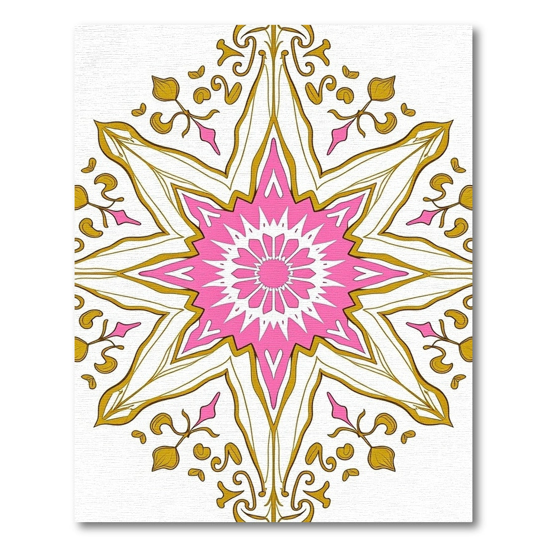 Pink Gold Floral Star Medallion Rug