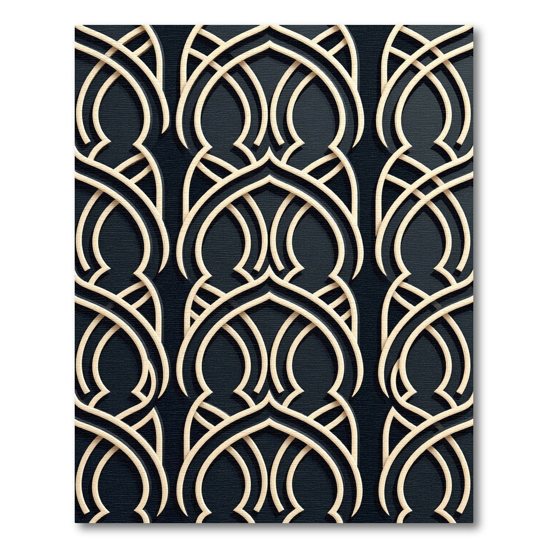 Elegant Beige Intersecting Arches Rug
