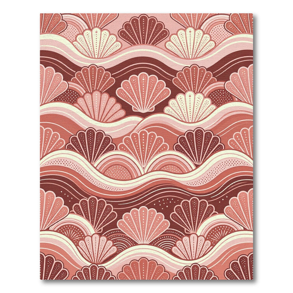 Terracotta Seashell Wave Minimalist Art Rug