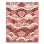 Terracotta Seashell Wave Minimalist Art Rug