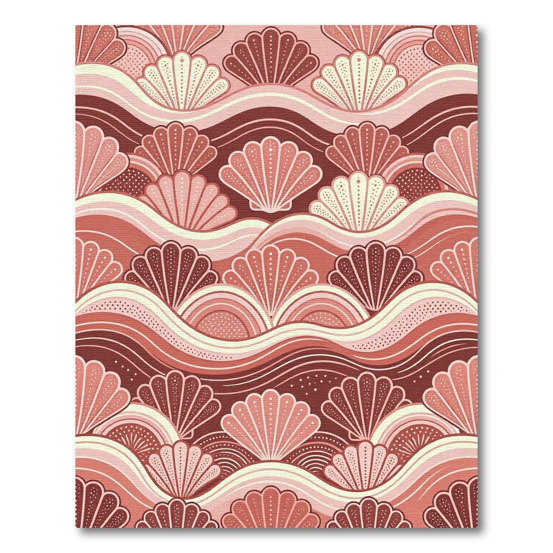 Terracotta Seashell Wave Minimalist Art Rug