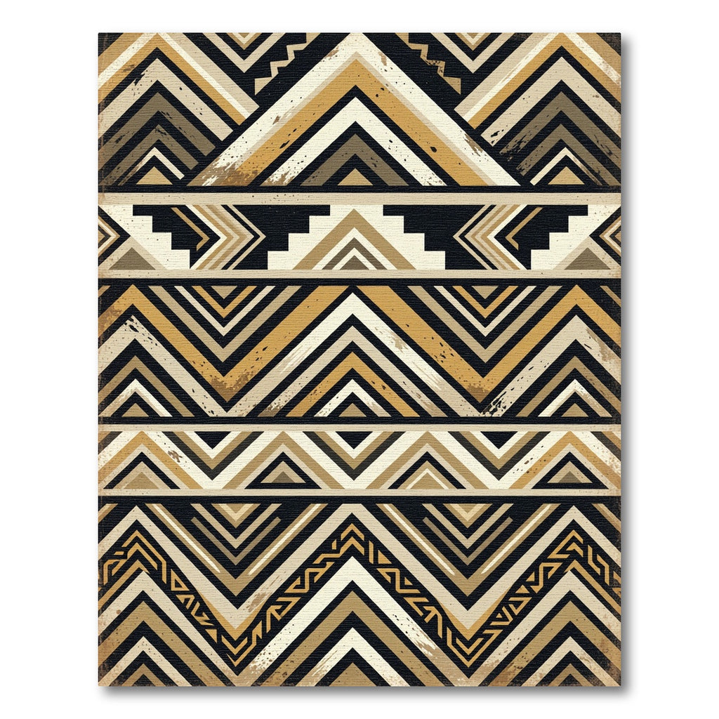Earthy Geometric Chevron Tribal Band Rug
