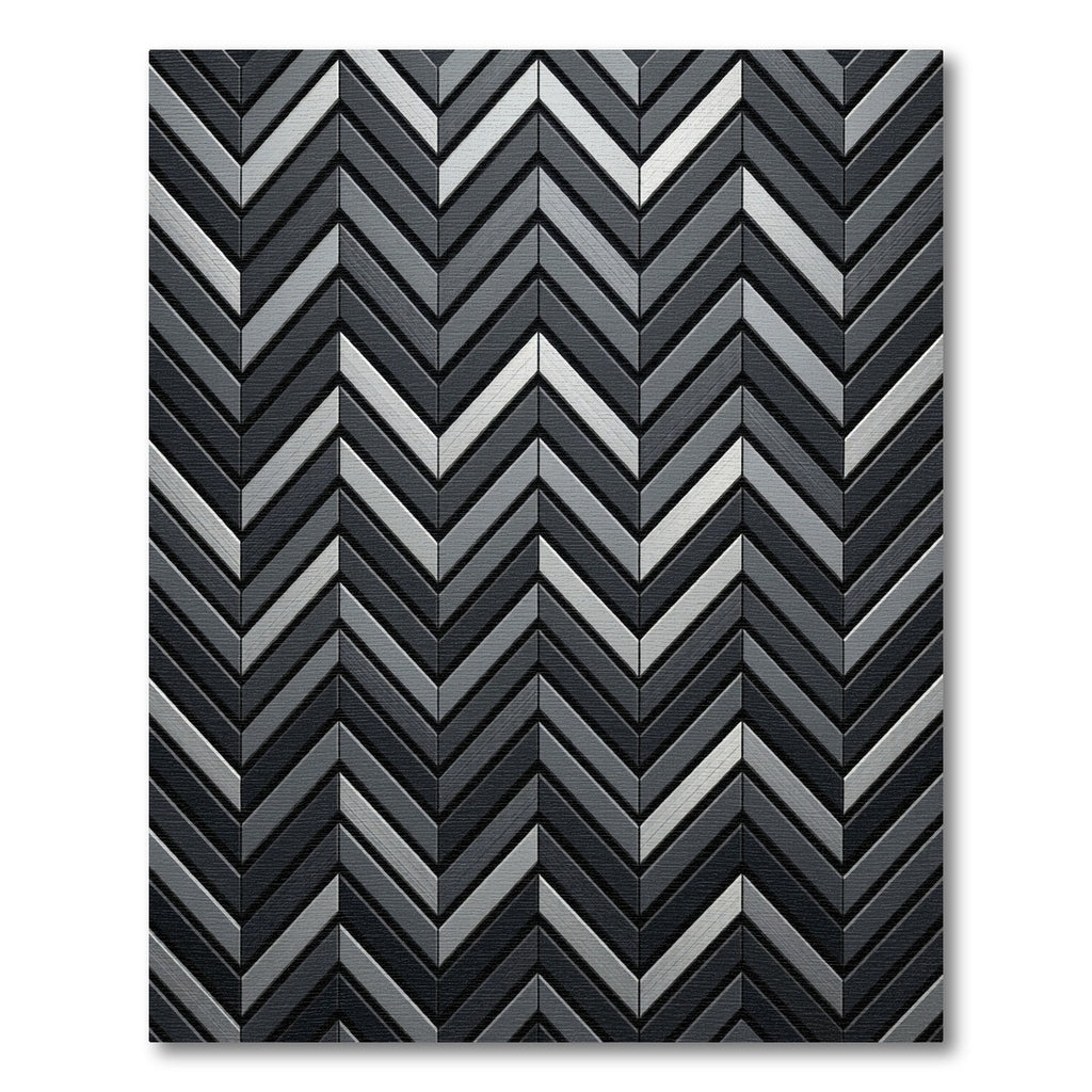 Modern Gray Chevron Metallic Rug