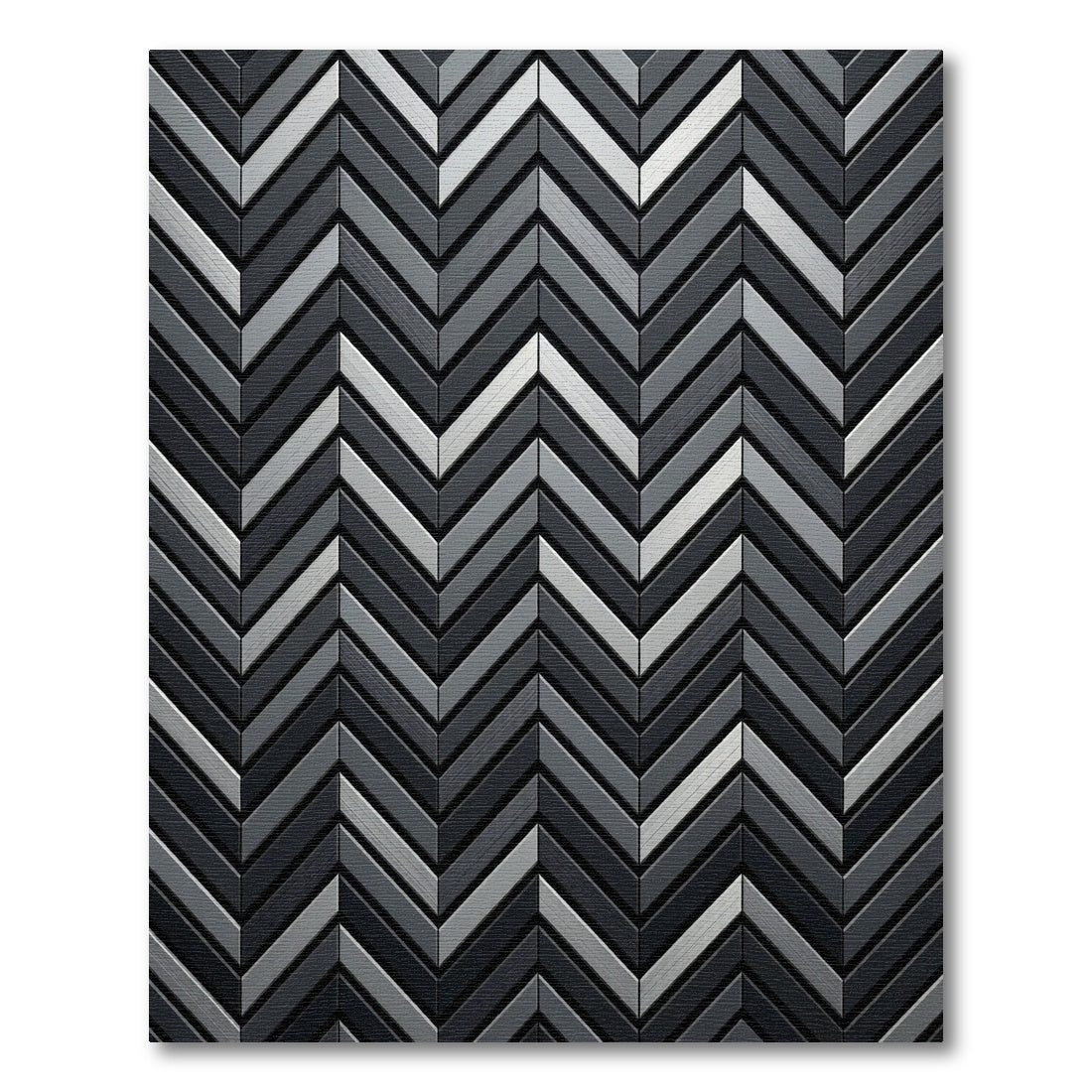 Modern Gray Chevron Metallic Rug