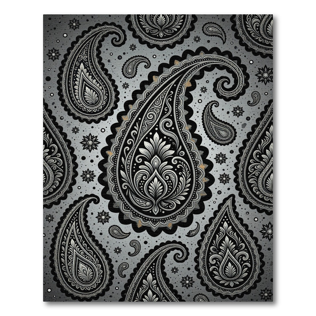 Monochrome Paisley Swirl Gray Area Rug