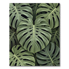 Lush Green Botanical Monstera Leaves Rug