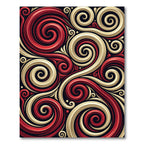 Crimson Gold Swirls Abstraction Rug