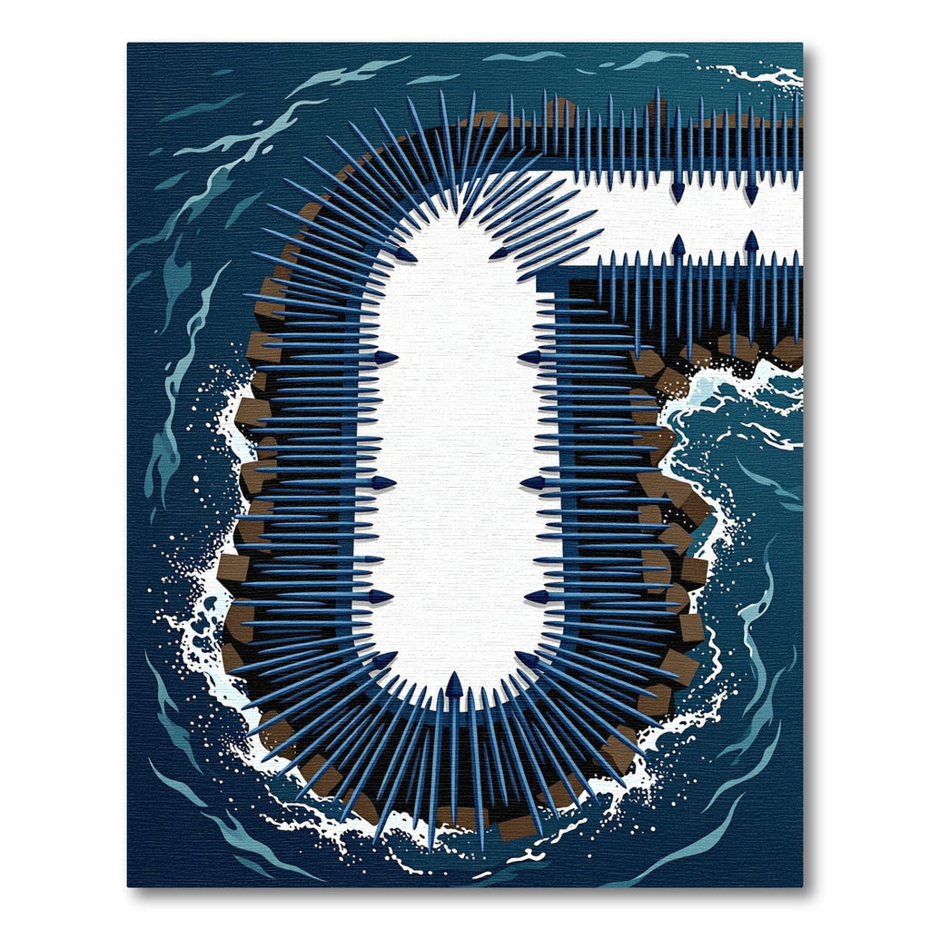 Abstract Navy Spiked Oceanic Geometric Rug