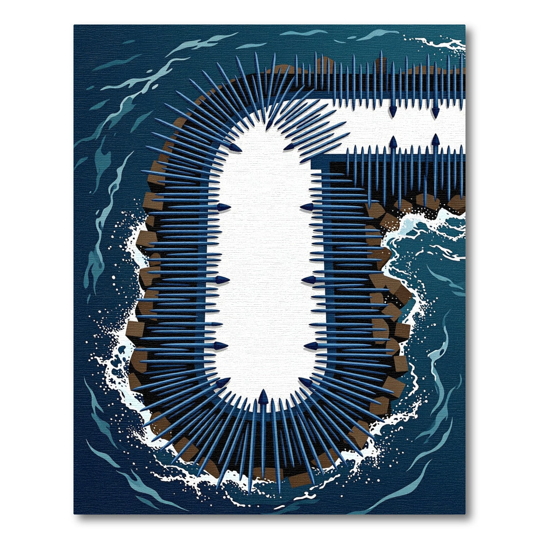 Abstract Navy Spiked Oceanic Geometric Rug