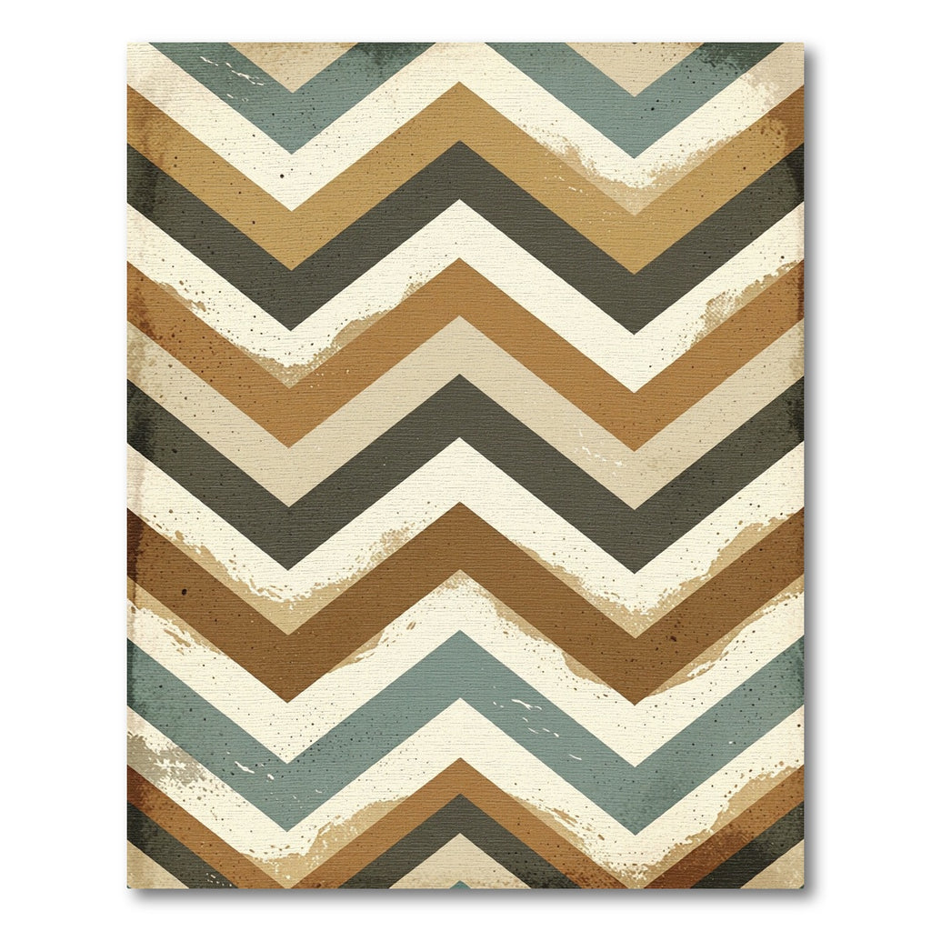 Retro Earthy Chevron Zigzag Area Rug