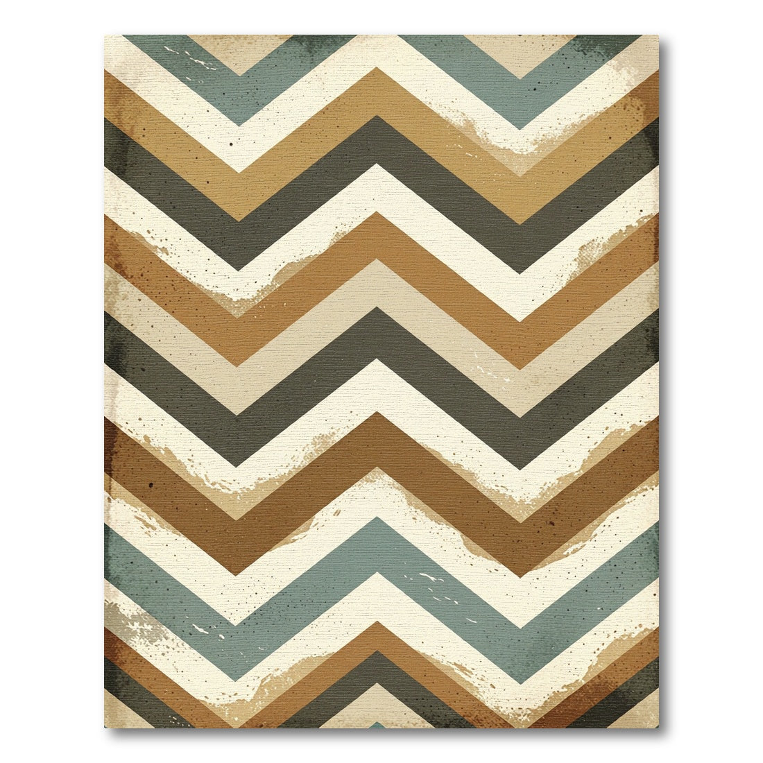 Retro Earthy Chevron Zigzag Area Rug