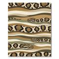 Slithering Reptilian Snakes on Wavy Earth Tones Rug
